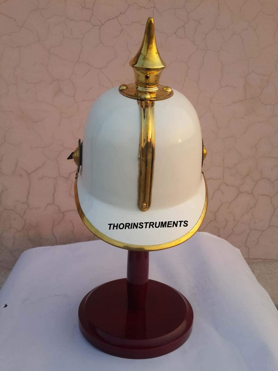 THOR INSTRUMENTS Medieval German Spiked Prussian Pickel Hube Helmet Officer Helmet with Stand Rustic Vintage Home Decor Gifts