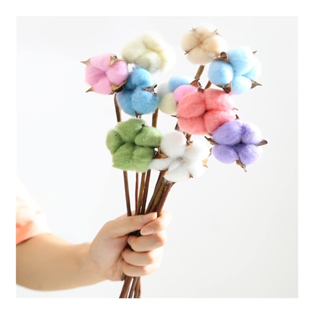 XDLEDMKIZ Ornaments Artificial Flowers,Fake Cotton Flowers Dried Cotton Picks Stalks Plants,Simulation Cotton for Vase Home Decor