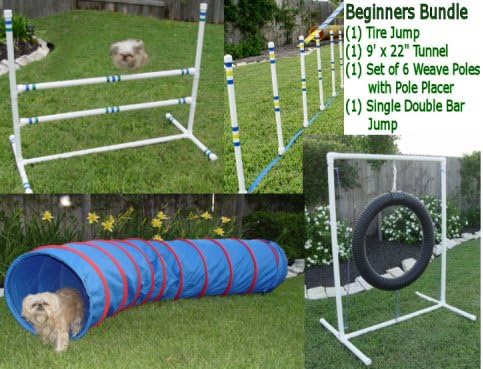 Dog Agility Equipment - Tire Jump, Single Jump & Tunnel - Beginners Bundle/Package