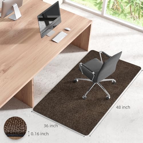 Image of Office Chair Mat for Hardwood and Tile Floor, Computer Chair Mat, Non-Slip Floor Protector Rug Carpet, Non-Curve, Under Desk Mat for Rolling Chair, Coffee(48 inchx36 inch)