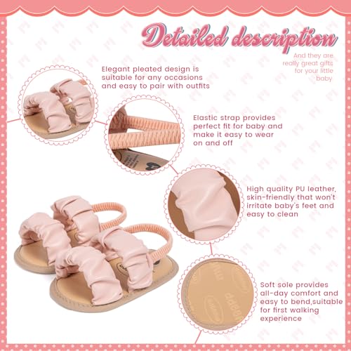 Image of Meckior Infant Baby Girls Boys Summer Sandals Open Toe Lace Princess Dress Wedding Flats Shoes Newborn Toddler Soft Non-slip Sole First Walker Crib Shoes