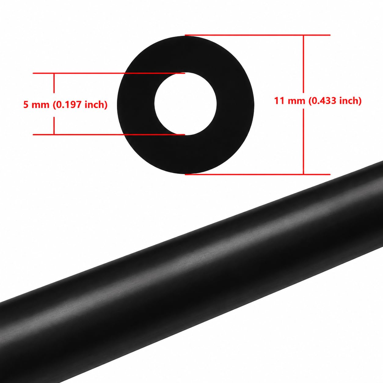 Ucreative Manguera de vacío de silicona de alta temperatura de 10 pies de diámetro interior de 3/16 pulgadas (5 mm), presión máxima de 130 PSI, color negro