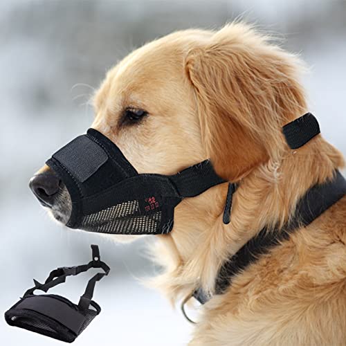 Maulkorb für Hunde, Hunde Maulkorb mit Verstellbare Atmungsaktiv, Vermeidert Beißen, Bellen und Essen. HundeMaulkorb für Atmungsaktives Mesh Weiches Gewebe für Kleine, Mittelgroße Hunde(S,Schwarz) Cover