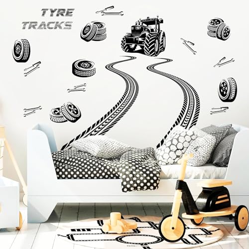 Vinilo decorativo de huella de neumático para pared miniatura 3