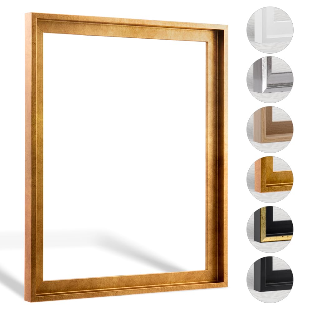 Haak Schattenfugenrahmen Levi in Blattgold 30 X 40 cm für Keilrahmenbilder und Leinwände Glanz Edition