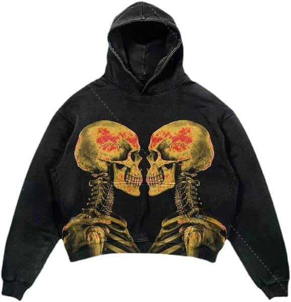 Obenie Halloween Y2K Hoodie Gothic Casual Alphabet Blast Print Pattern Skull Fashion Hoodie Men Harajuku Men Clothing - Image 4