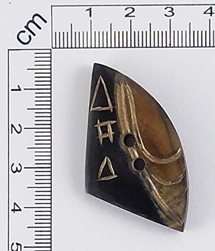 12 Packs Value Horn Buttons-Black/Beige-Aztec Shape Design - 1 pc/pk. Natural Handmade
