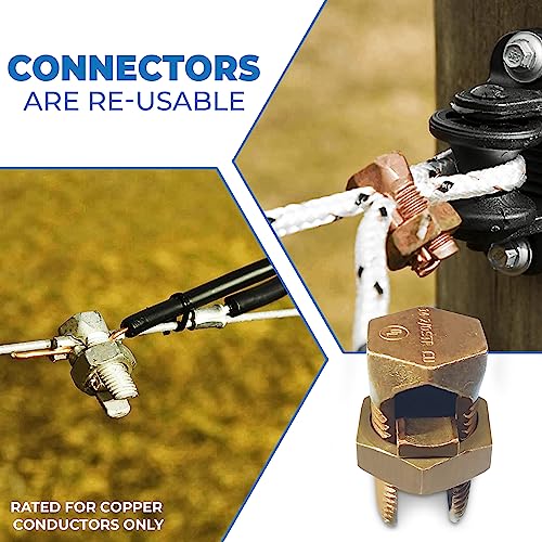 ohlectric hex head copper split bolt connector 6 awg 5 pack ul listed reusable heavy-duty electrical connector  high conductivity electrolytic copper  for grounding bonding amp direct burial