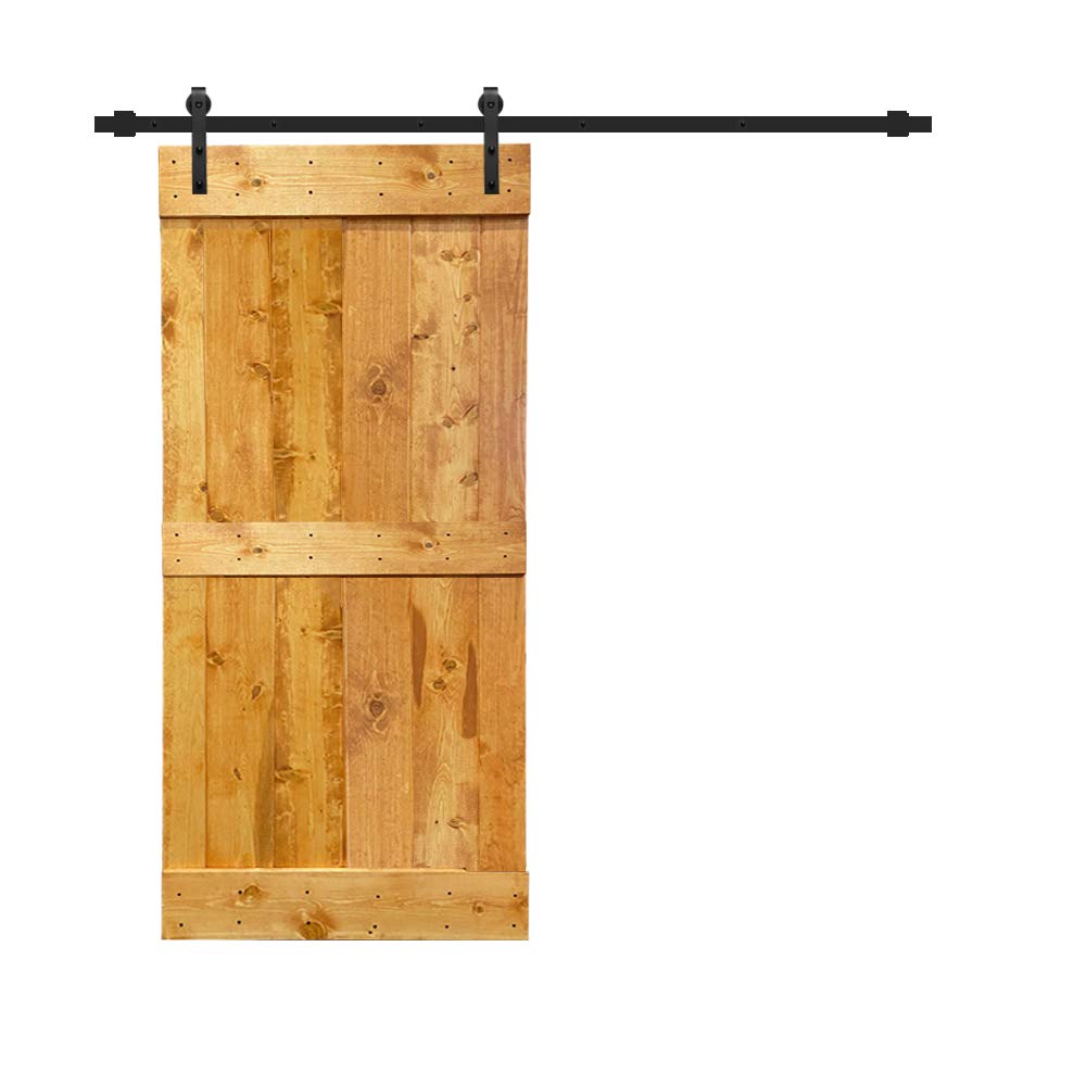 TMS Paneled Wood Colonial Maple Stained Mid-bar Series DIY Barn Door With Sliding Hardware Kit