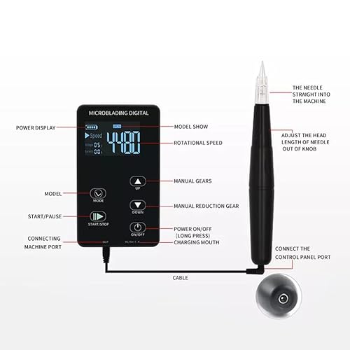 Miniatura 4 de Máquina de maquillaje permanente, lápiz de tatuaje, panel de pantalla táctil, fuente de alimentación, kit de 10 agujas para delineador de ojos,