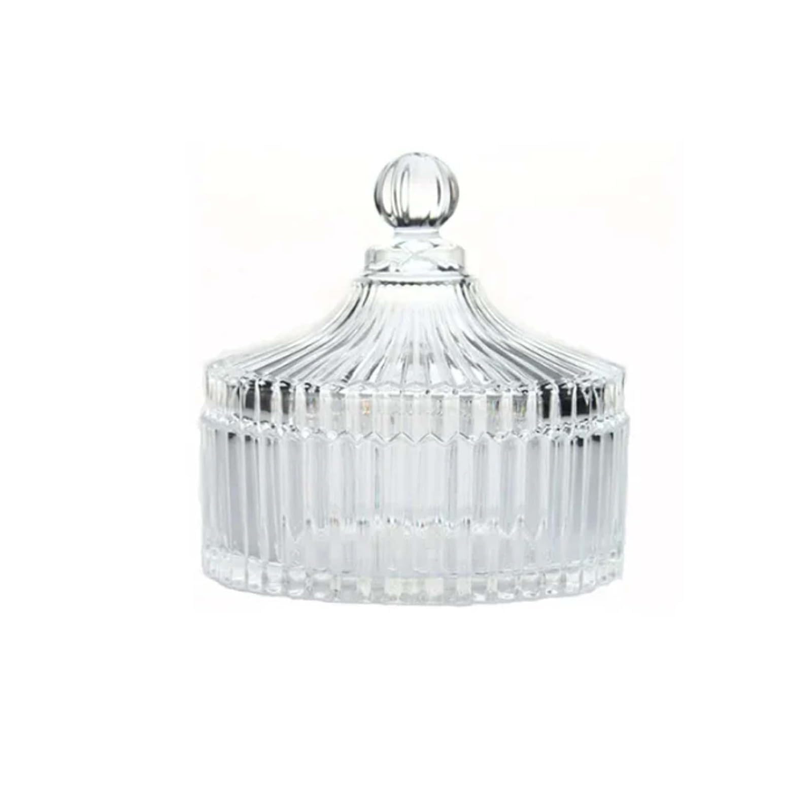 Neel Saanjh Ribbed Glass Storage Jar with Airtight Lid, Clear Candy & Snack Jar for Sugar, Cookies & Pantry Storage, Decorative Kitchen Container, (12x10.4cm)