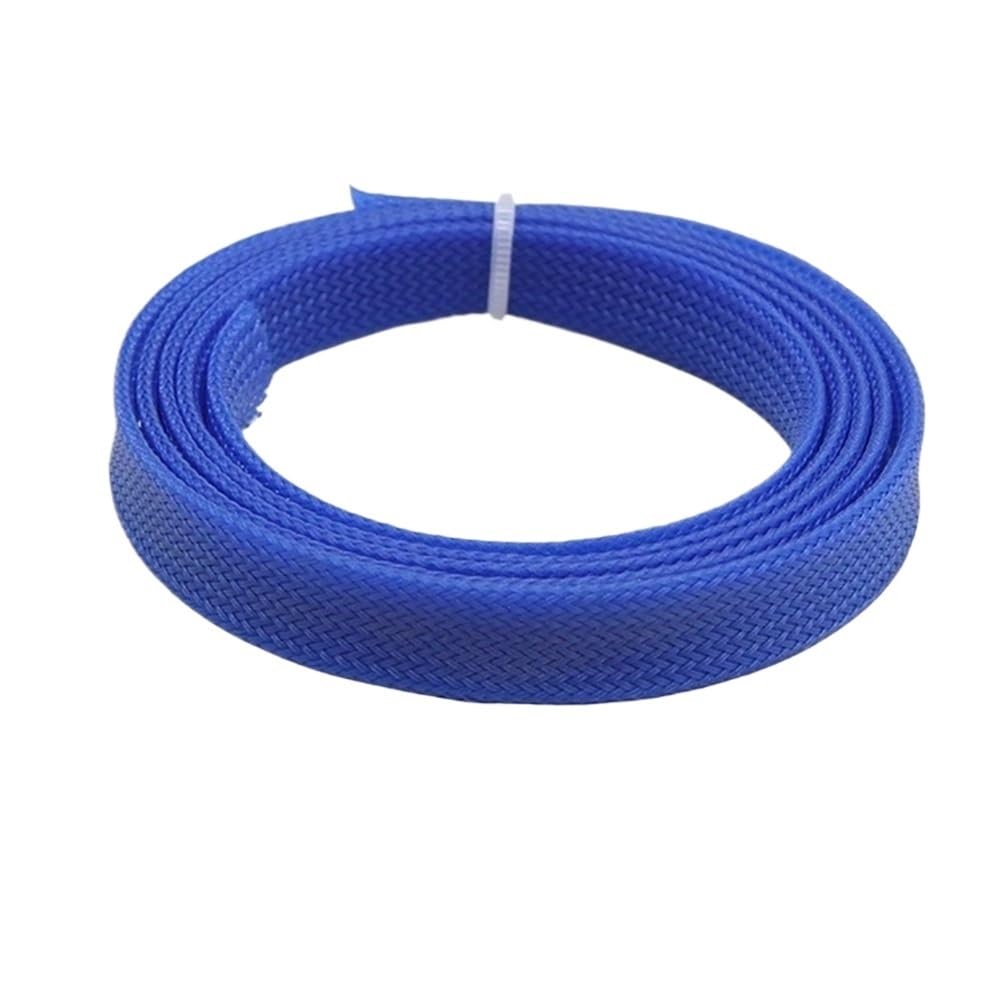 Gaine thermorétractable électrique 5 m - Gaine tressée extensible en PET haute densité - Résistante au feu et polyvalente(Blue,50mm)
