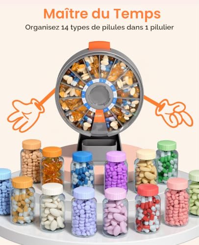 Pilulier quotidien grand format Daviky avec fixation murale