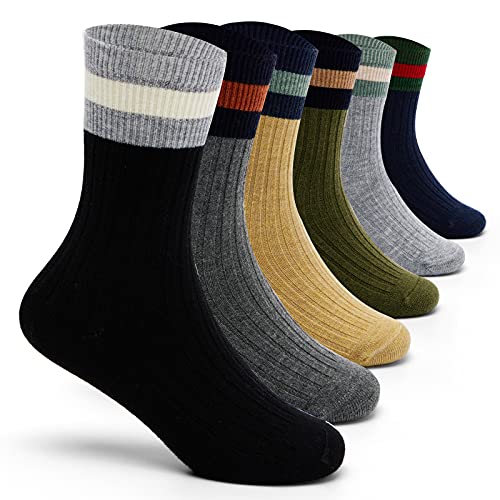 Moon Tree Boys Wool Socks Kids Winter Warm Socks Thermal Crew Socks for Boys 6 Pack