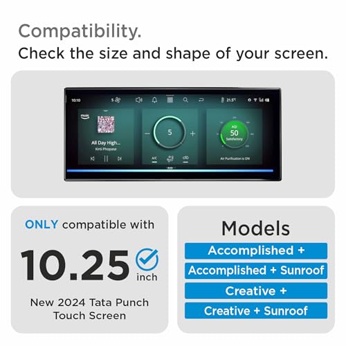 Image of SPARTAN SHIELD SCREEN GUARD For TATA PUNCH 2026 [2024 - Running] || 10.25 INCH INFOTAINMENT Protector || ADVENTURE, ADVENTURE(S), ADVENTURE+S, ACCOMPLISHED+, ACCOMPLISHED PLUS S [Not Tempered Glass]Anti Scratch | Water Resistant | HD Clear | High Touch Sensitivity | Digital Car Music Stereo Accessories [Not Tempered Glass]