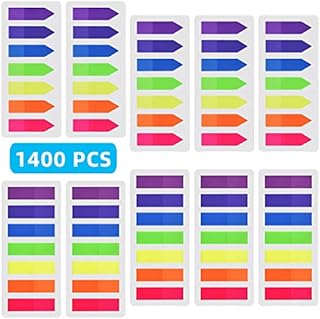 XCOZU Index Tabs, 1400 Pcs Index Flags Page Markers Sticky Notes Tabs Book Tags Tabs, 10 Sets 7 Color Small Arrow Bookmark Stickers for Book Page Paper Stationery Label