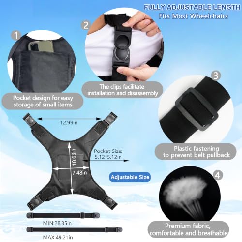 Image of Wheelchair Seatbelt for Adults,Chest Harness Safety Strap,Adjustable Anti-Slip Restraint Vest for Dementia Patients,The Elderly,Pregnant,Paralyzed(Black)