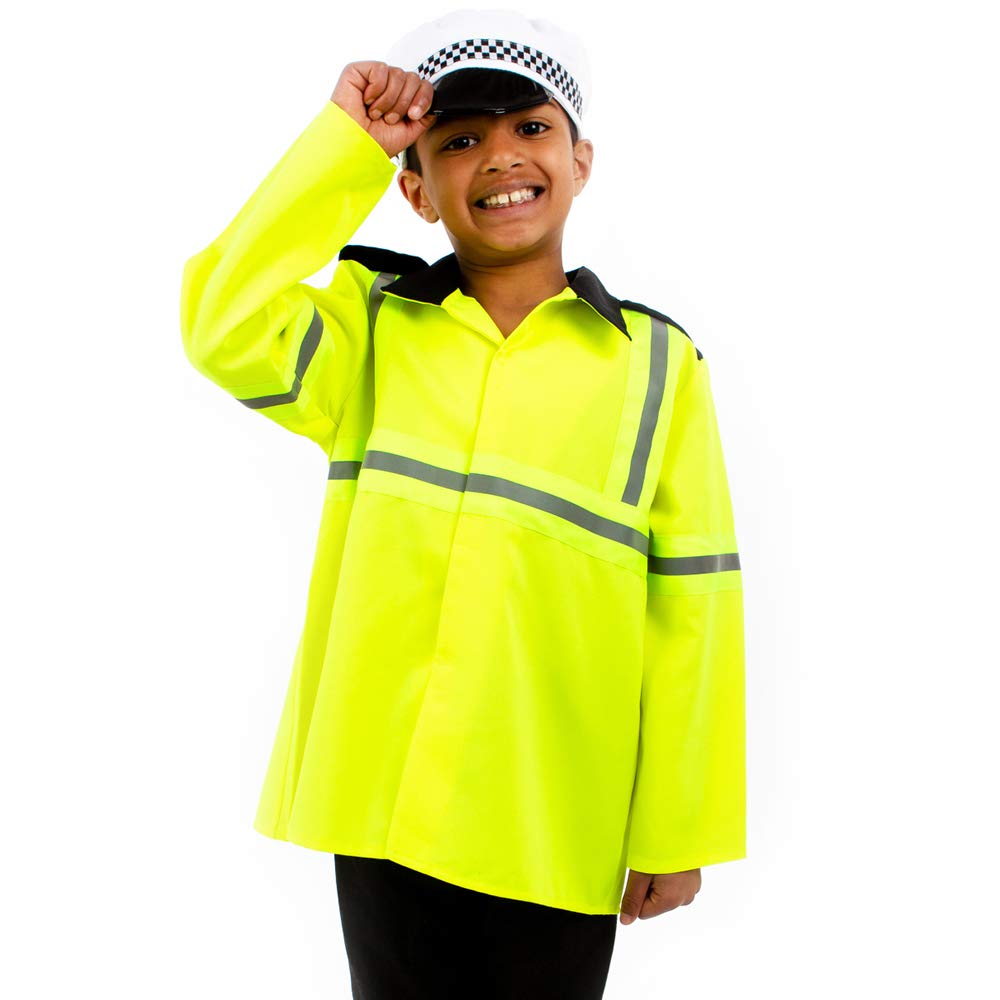 Pretend to Bee Police Traffic Officer Fancy Dress Costume for Kids, Fluorescent & Black, 5-7 Years