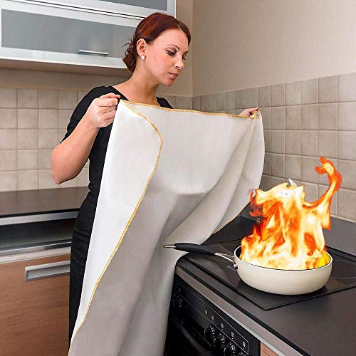 Fire Blanket Fiberglass Fire Emergency Blanket Suppression Blanket Flame Retardant Blanket Emergency Survival Safety Cover for Camping, Grilling, Kitchen Safety, Car (3)