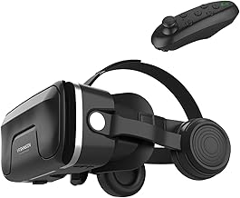 LONGLU VR-Headset mit Controller, kompatibel für iPhone und Android, Upgrade der VR-Brille mit Kopfhörern, 3D-Virtual-Reality-Viewer, Unterstützung für 4,7-7,2-Zoll-Smartphones