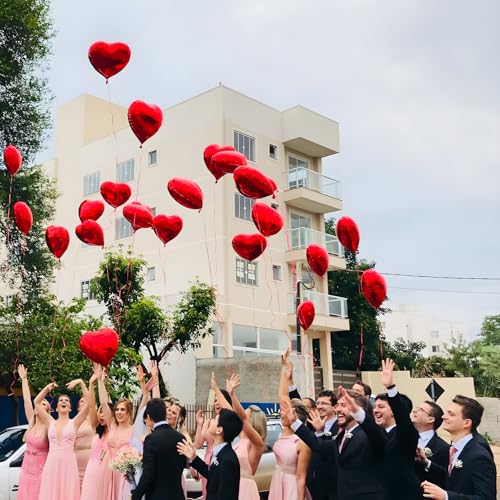 Image of Red Heart Ballloons,18 Inch Bright R Foil Love Heart Shaped Balloons 12Pcs Red love balloon for Anniversary Wedding Birthday Party Baby Shower Valentines Day Decorations(12Pcs)