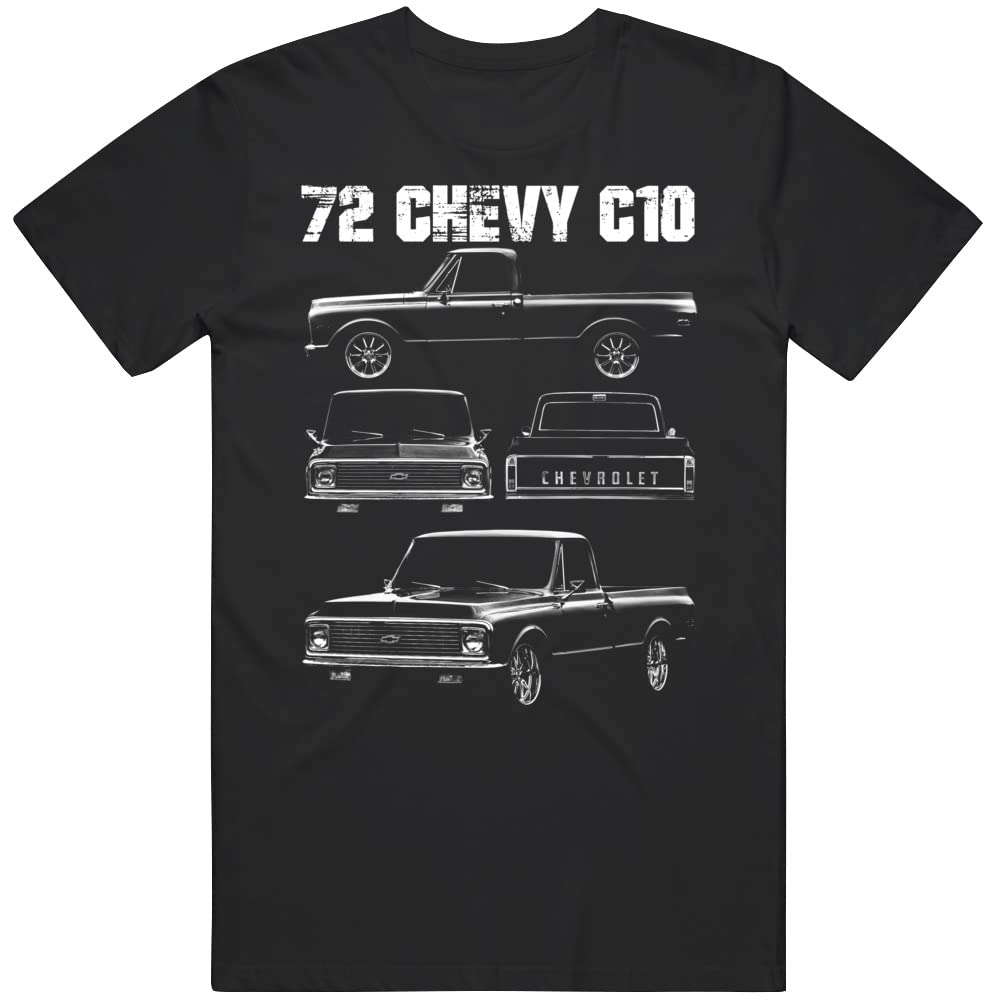 PurpleMonkeyTees1972 Chevy C10 Pickup Truck Multi View T Shirt