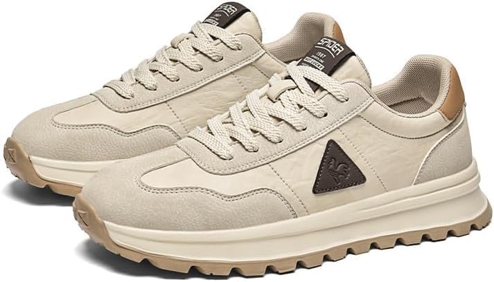 Men's Stylish and Breathable White Men's Leather Panel Sneakers Casual Lace-up Stylish Tennis and Running Shoes with Ethnic-Style Floral Fabric Accents Casual Skate Shoes - Image 7