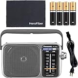 Panasonic Portable AM/FM Radio with Best Reception, Led Tuning Indicator, Cleaning Cloth and 4 AA...