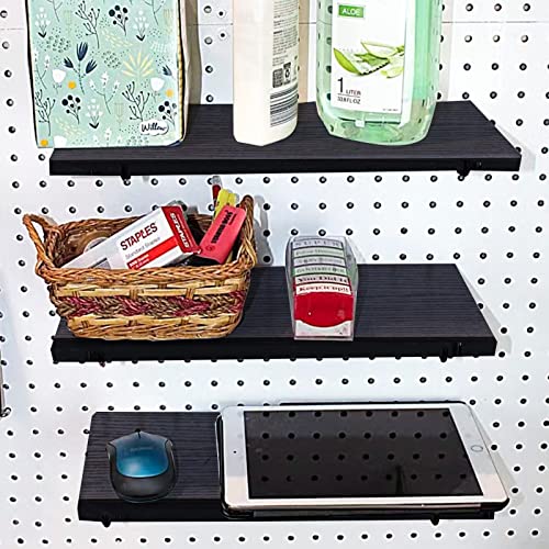 Black Wooden Pegboard Shelf - 6 Set Of Pegboard Shelfing With Metal Brackets Hooks - Peg Board Organizer Accessories For Crafts Room, Home, Office, Storage, Garage, Workbench #TOP5