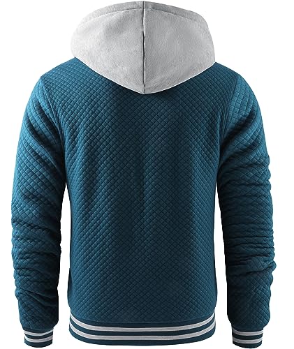 Image of GEEK LIGHTING Mens Fleece Lined Hoodies Zip Up Waffle Knit Thicken Hooded Sweatshirts Winter Jackets