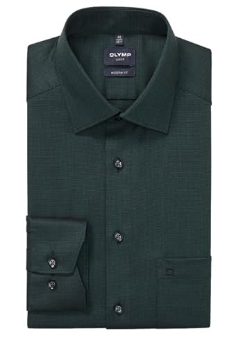 OLYMP Luxor modern fit Hemd extra kurzer Arm New Kent Kragen Muster grün Größe 44 OLYMP Luxor modern fit Hemd extra kurzer Arm New Kent Kragen Muster grün Größe 44