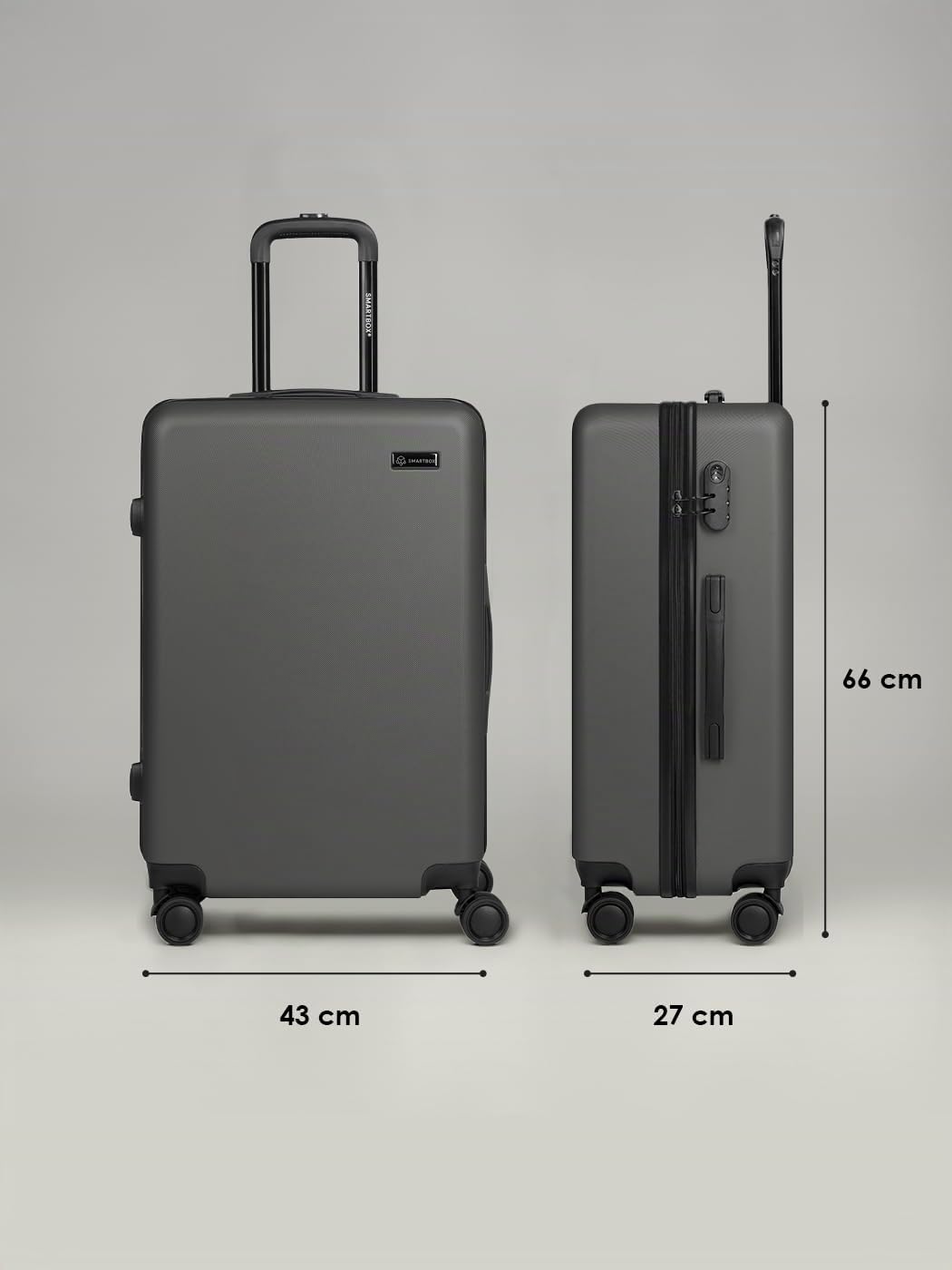 SMARTBOX Hartschalen-Koffer M 66x43x27 cm ABS 4-Doppelrollen | Edition 05, Volumen 61 L, Zahlenschloss, leicht, Rollen vertieft