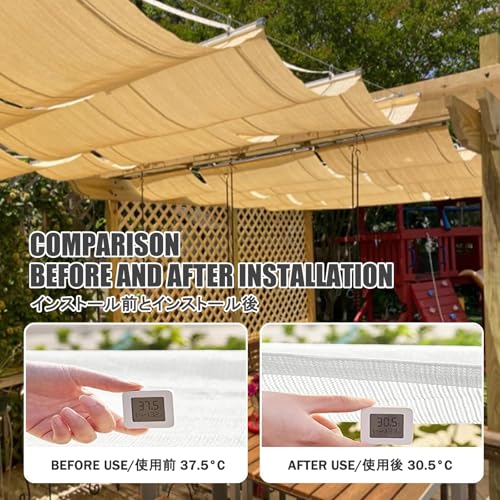 Retractable Pergola Shade Cover - Sliding Wave Shade Sail for Gardens, Terraces & Porches, U-Shaped Sunshade Net, 3.2m x 1m (10.5ft x 3.3ft) Replacement Shade Solution - Image 8