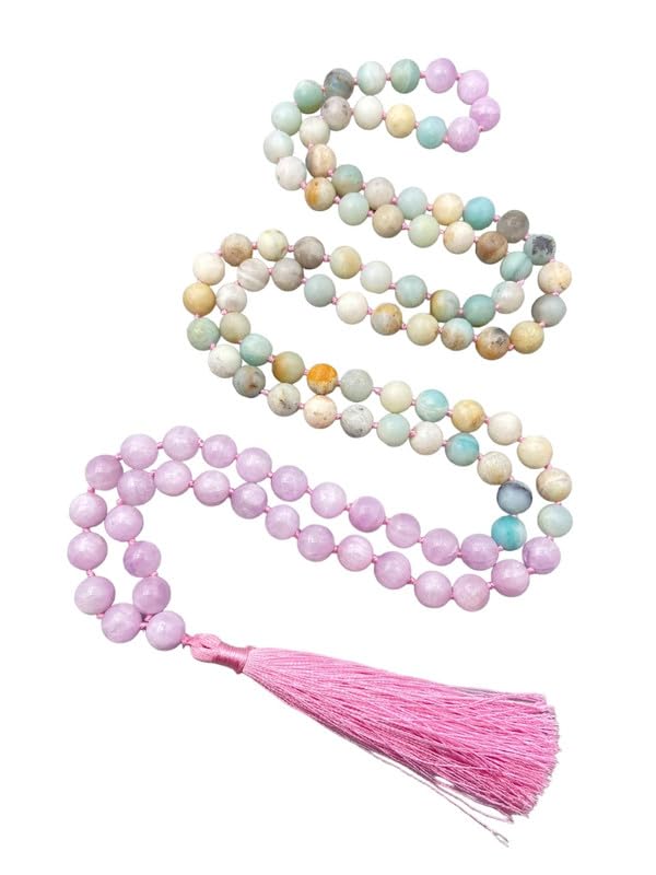 Chapelet bouclier énergétique contre le stress en amazonite et kunzite