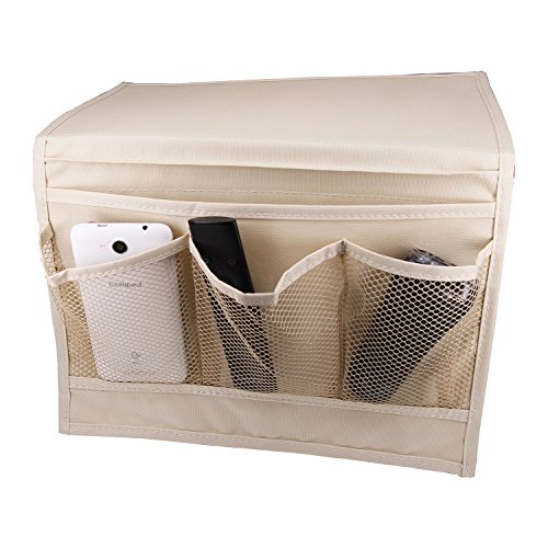 Smilesun Bedside Storage Organizer Bedside Caddy Sofa Storage Organizer Table Cabinet Storage Organizer for Tablet Magazine Phone Remotes - All Within Arms Reach (Beige)
