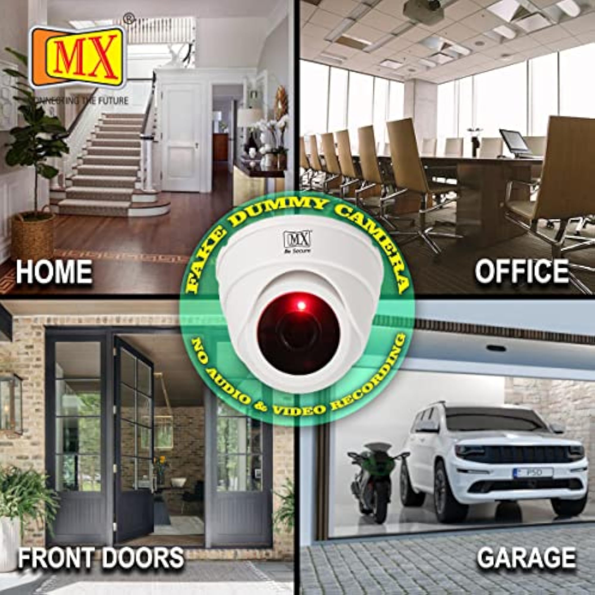 Dummy CCTV Dome Camera with Flashing LED Light, Security Prop