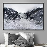 Framed Canvas Wall Art Snow Mountain Cool Expressive Farmhouse/Country Landscape Mountain Top Multicolor Photography Portrait Realism - 16x24 inches