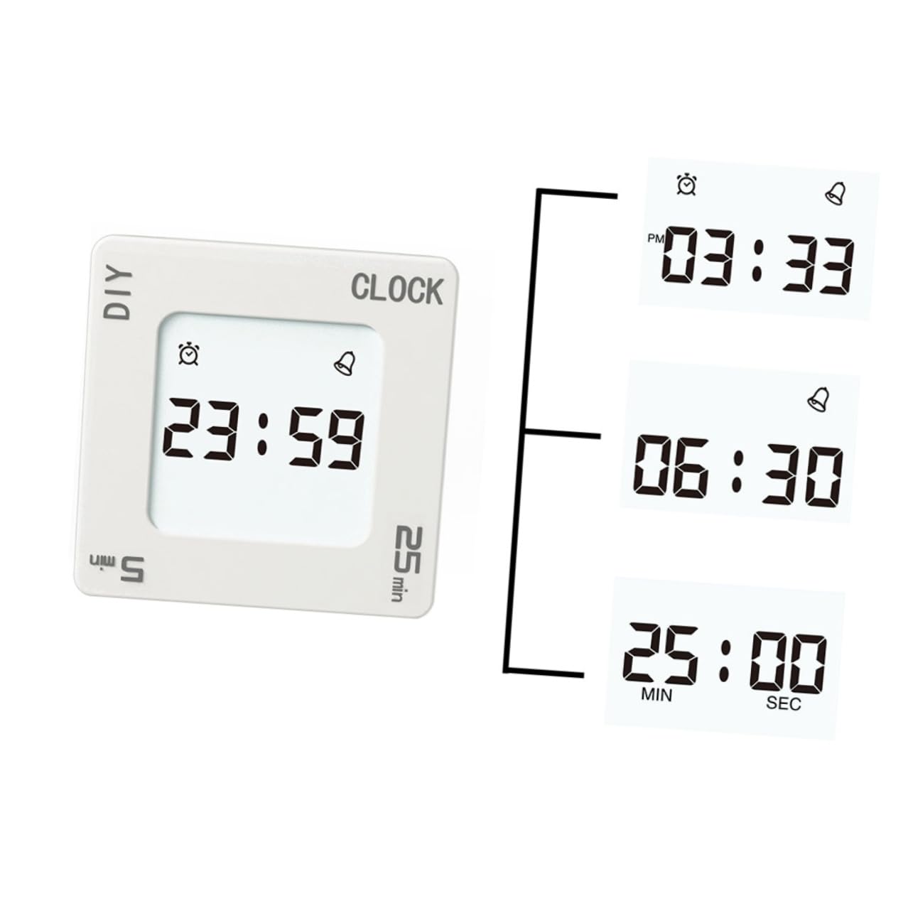 IMIKEYA 2pièces Minuteur Électronique Portable à avec Alarme Et Écran Lumineux Chronomètre pour Cuisine Bureau Blanc sans Batterie