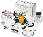 MEEDEN Airbrush Kit with Compressor and Paint - 1/6 HP Quite Air Compressor for Model Painting with 3 Dual-Action Airbrush Guns - 24 Colors 30ml Acrylic Spray Paint Set with Hose