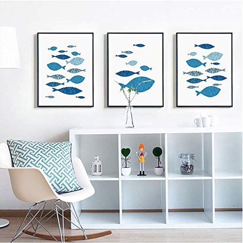 Cartel de pared de pez azul para renovar habitaciones infantiles sin gastar mucho