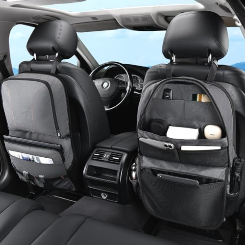 Image of Coverado Backseat Car Organizer 2 Packs, Heavy-Duty Durable Dual-Way Use Car Back Seat Organizer Waterproof with Multi Pockets, Zipper Closure Design, Protect Valuables from Spills, Keeps Car Tidy