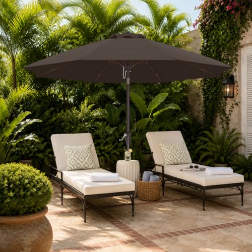 Image of ABCCANOPY 11FT Patio Umbrella Outdoor 8 Ribs Table Umbrella(Brown) | Fade & UV Resistant Fabric,8 Fiberglass Ribs,Smooth Crank System,Wind Resistance,Great for Patio,Backyard,Garden,Deck