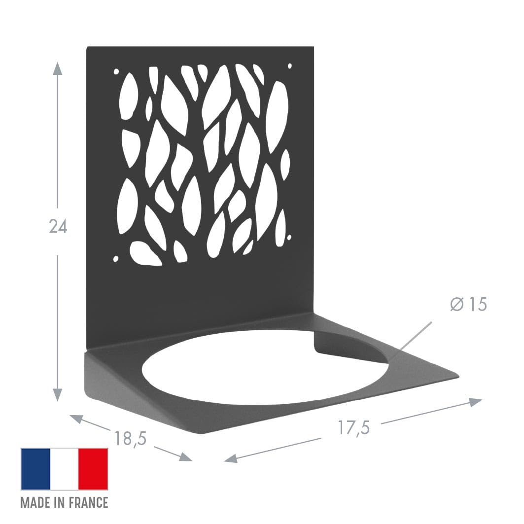Louis Moulin Support Mural Végétal Anthracite, 24 x 18,5 x 17,5 cm, Fabriquée en France
