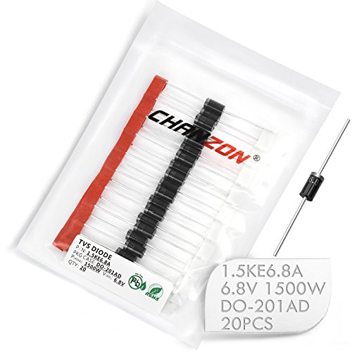 (Pack of 20 Pieces) Chanzon TVS Diodes 1.5KE6.8A 1.5KE6.8 1500W 6.8V DO-201AD (DO-27) Unidirectional Channel 1500 Watt 6.8 Volt