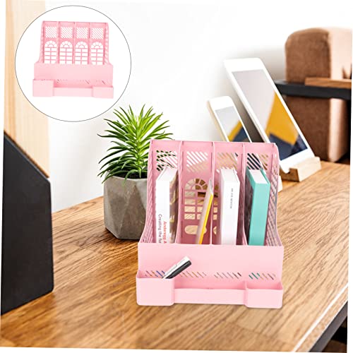 Organisateur de documents plastique rose avec trieur multi-compartiments