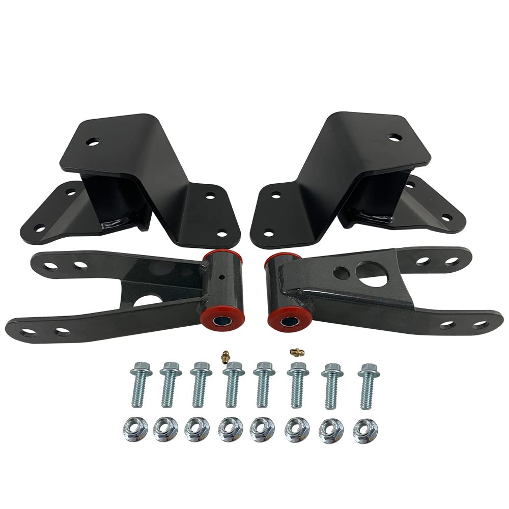 1-2 Inch Lowering Shackles For 1988-1998 Chevy/GMC C1500 2WD - Adjustable, Black, Pair