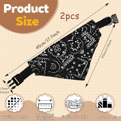 2 Pcs Hunde Bandana Kopftücher, Hundehalstuch Mit Halsband, Dreieckstuch Halsdreiecke Hundehalstcher, Einstellbare Hund Halstuch Für Welpen Kleine Große Hunde Und Katzen