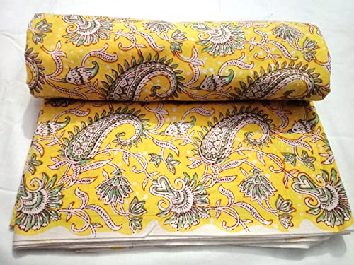 Tissu de coton doux indien coupon 5 yards tissu fleurs imprimé pour Kurti et robe