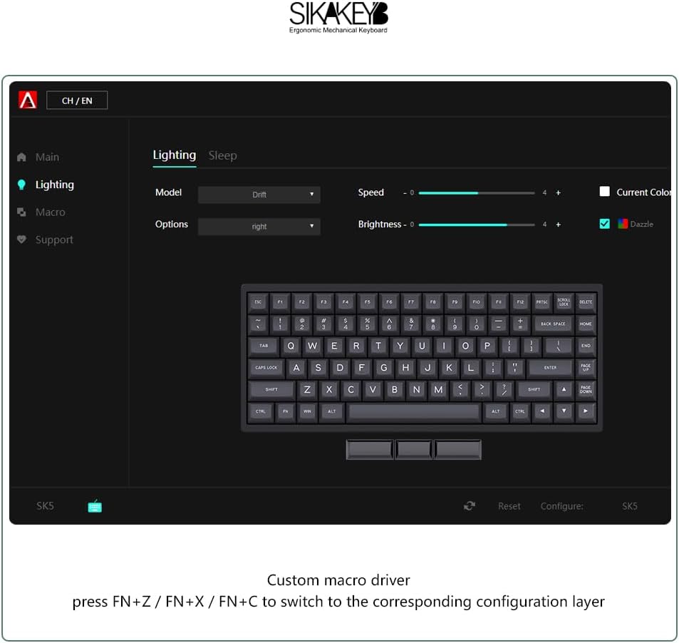 SK5 Custom DIY Mechanical Keyboard Kit,ABS Translucent,75% Layout,RGB Backlight,Hot Swap 3Pin/5 Pin Switch,Type-C Wired(Black)