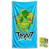 Teenage Mutant Ninja Turtles Bath Towel Set for Kids - Bundle with 27" x 54" Beach Towel Plus Tattoos, More | TMNT Bathroom Pack for Boys